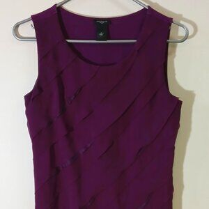 Ann Taylor sleeveless blouse with asymmetrical front ruffle - medium